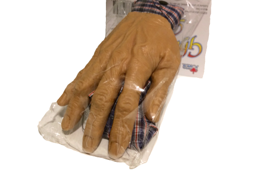 GHASTLY FAKE ARM Sleeve Car Trunk Gag Joke Prank Rubber Old Man Hand Zombie Prop