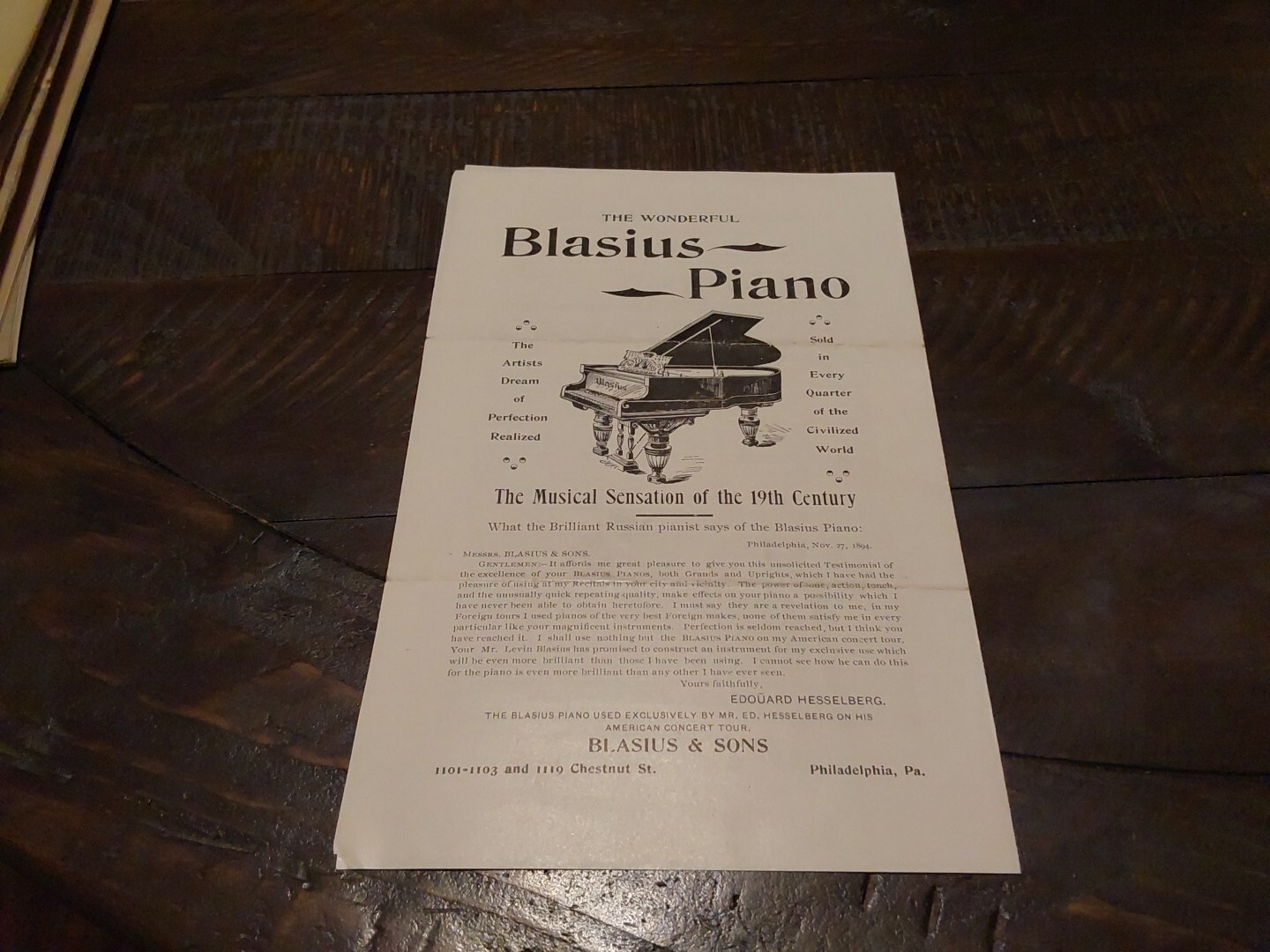 Russian Pianist Composer EDOUARD HESSELBERG 1890s First American Tour Program