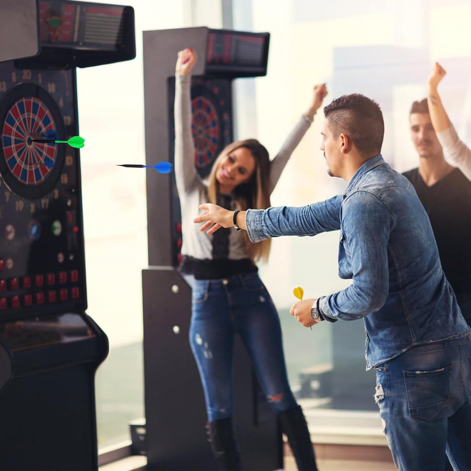 12 Pcs Soft Tip Darts Bar Dart Plastic Tip Darts Set Attach Extra 100 Black 2