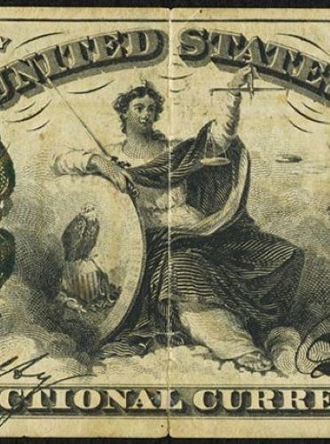 FR 1366 - 50c THIRD ISSUE JUSTICE - WIDE SURCHARGE "A-2-6-5" - F/VF - EDGE TEARS