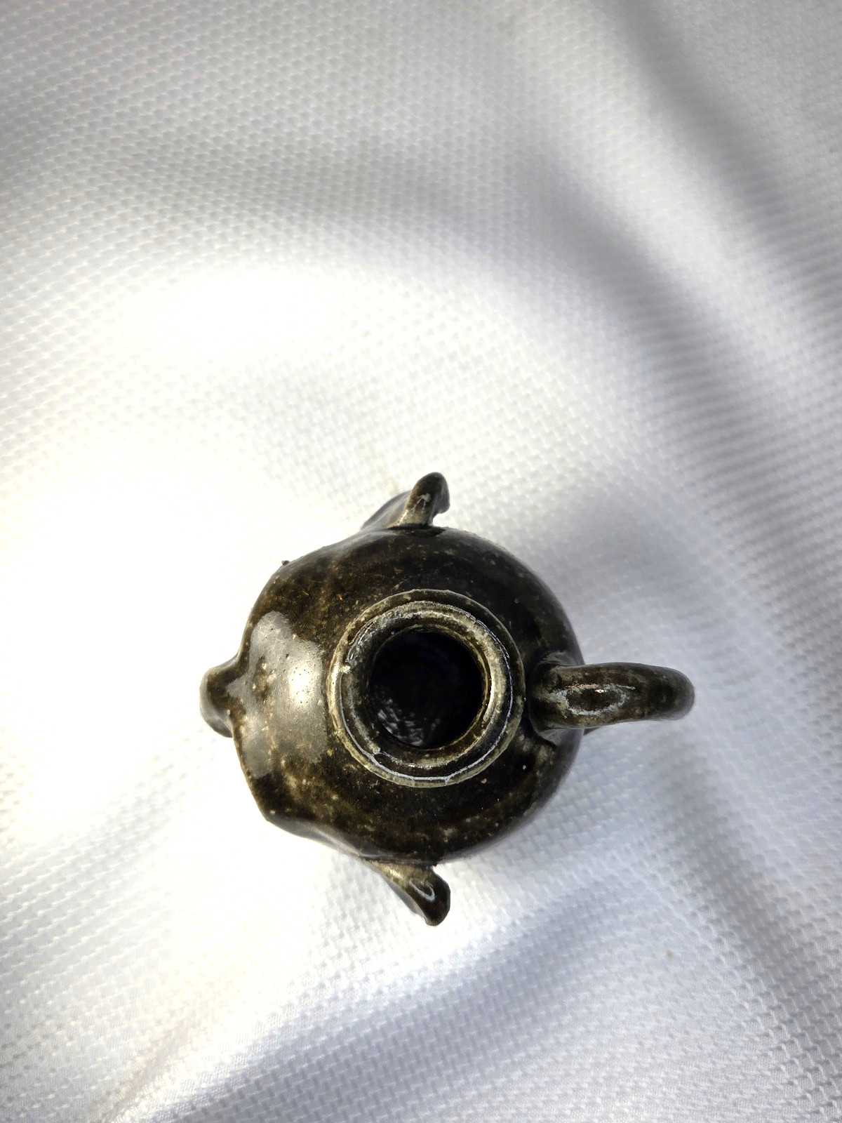 Anita Meaders Miniature Small Folk Pottery Face Jug Vase, Georgia 3 3/8" Tall