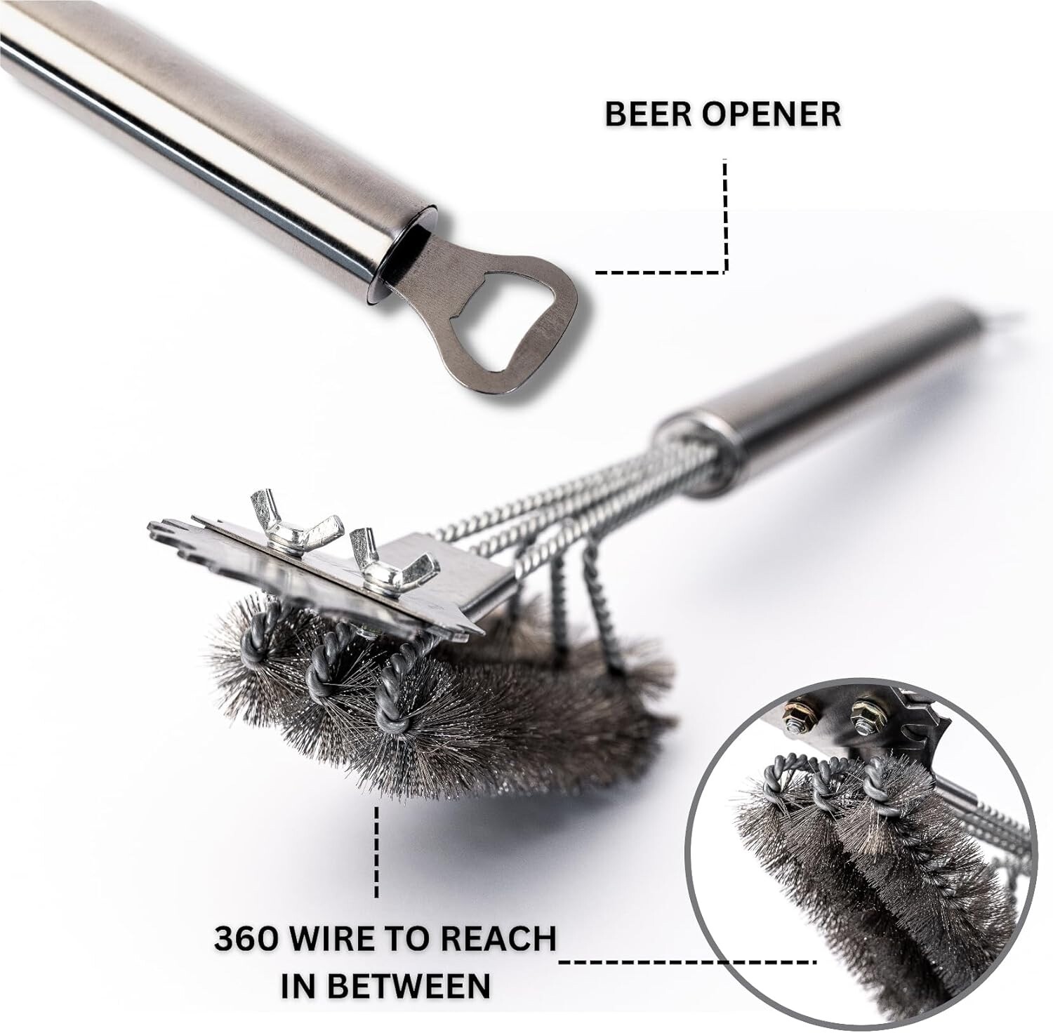 The Rolls Royce of Grill Brushes Stainless Steel BBQ Durable Double Scraper