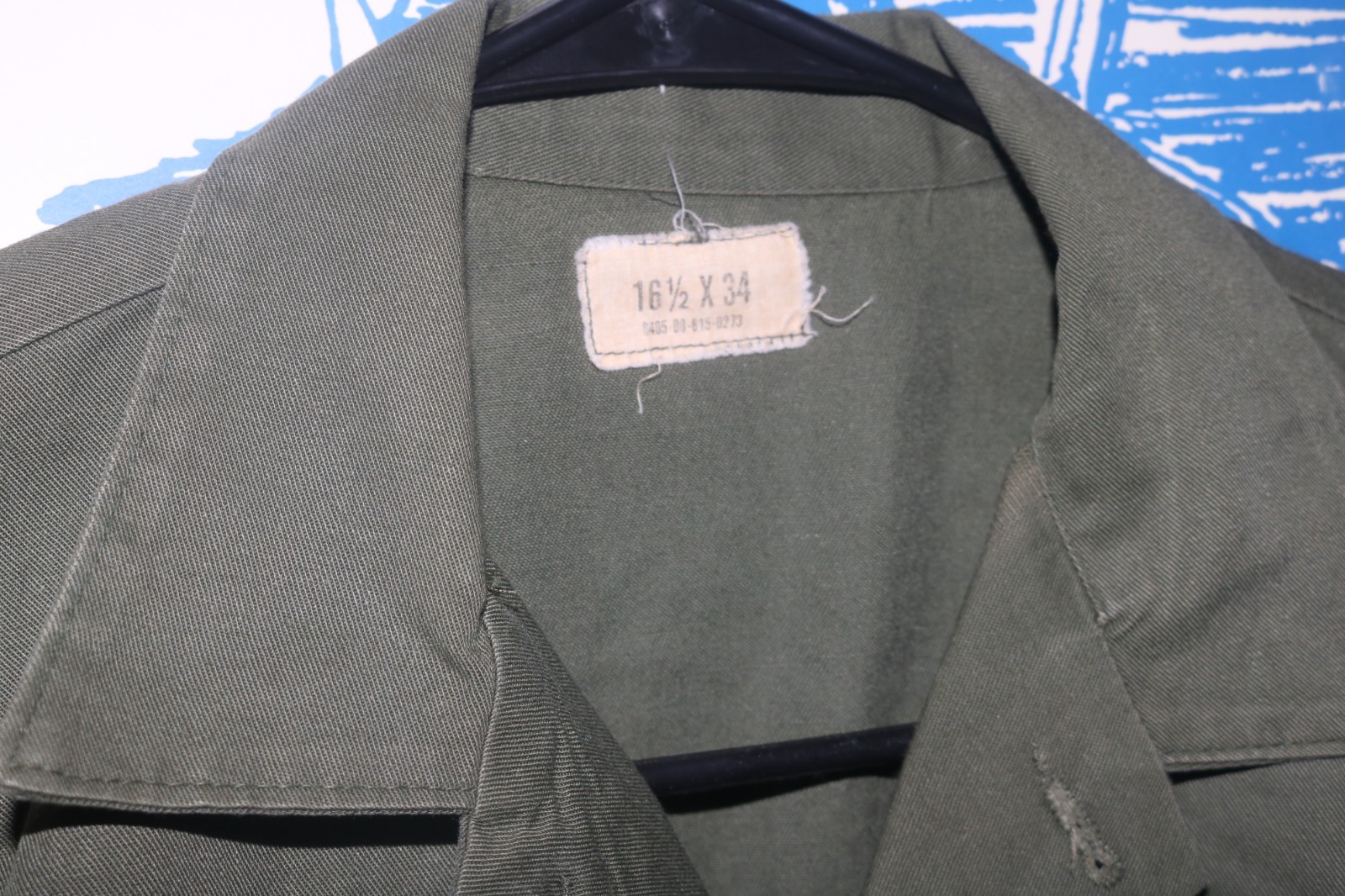 VG++ to Exc cond USGI OG-507 fatigue shirt post Vietnam sz 16.5 x 34 BIG SIZE!