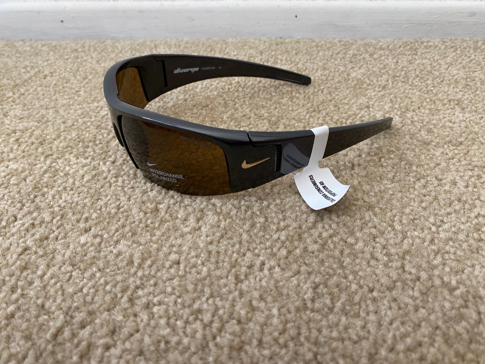Nike Black Diverge Sunglasses Sport EV0327 Polarized Brown Lens New w/Tags Box