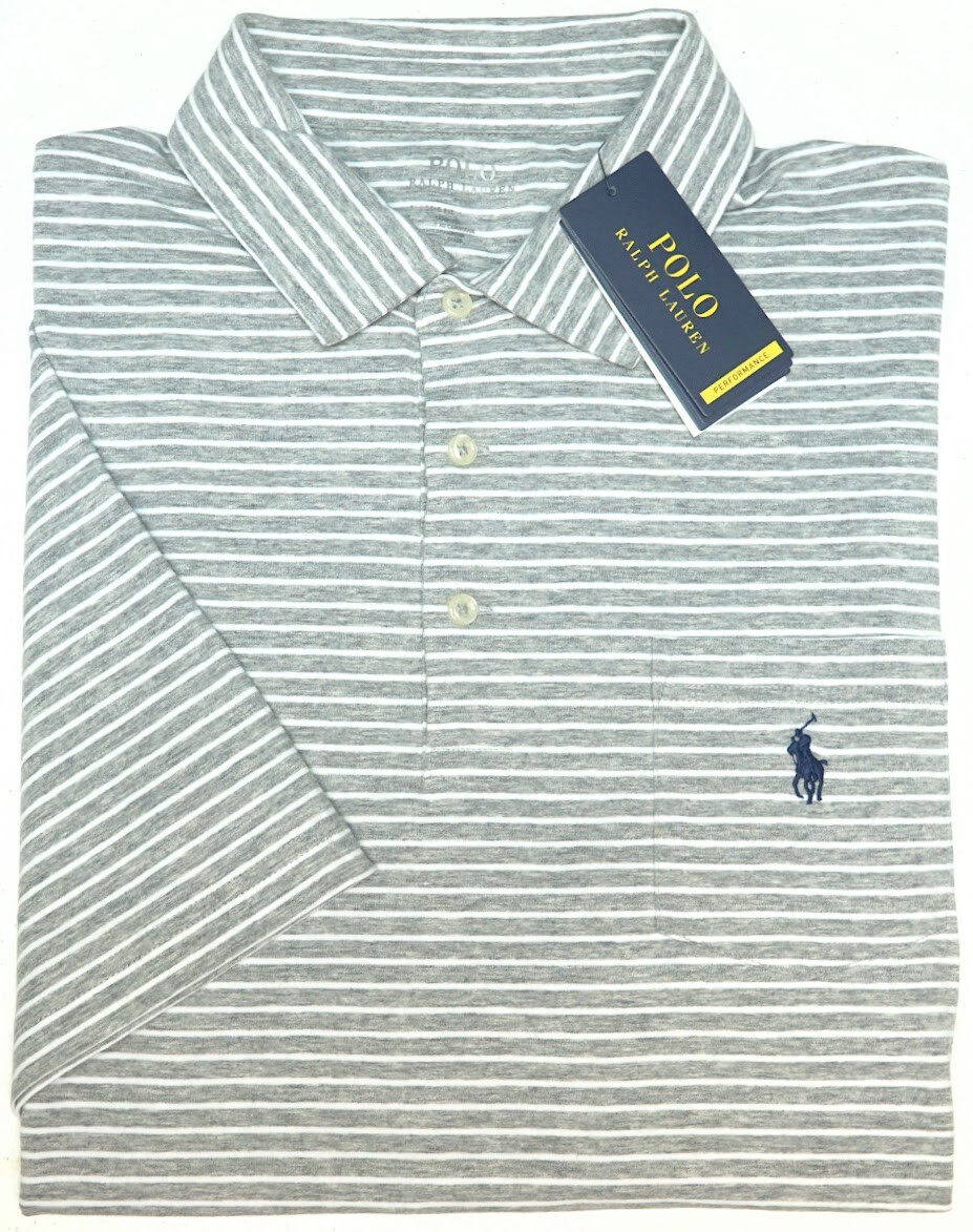 Polo Ralph Lauren Men's Gray Striped Performance Shirt