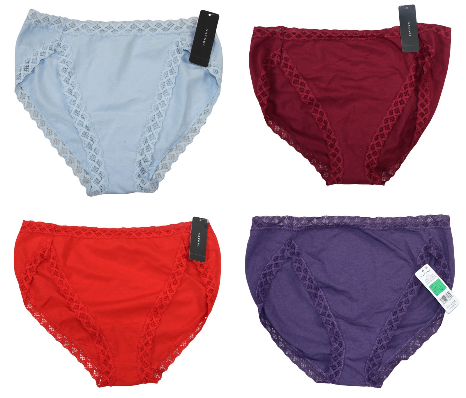 Natori Bliss High-Rise Lace Trim French Cut Solid Color Women's Underwear NWT