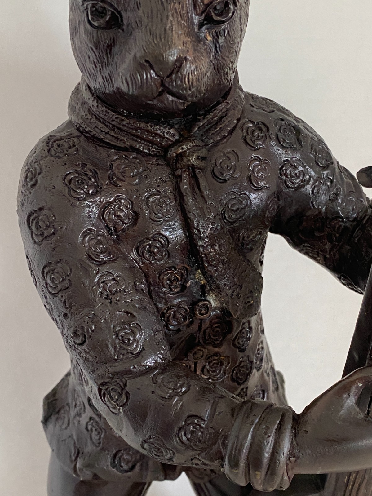 Vtg 17" Bronze Anthropomorphic Rabbit Sculpture Playing Cello Maitland Smith MCM