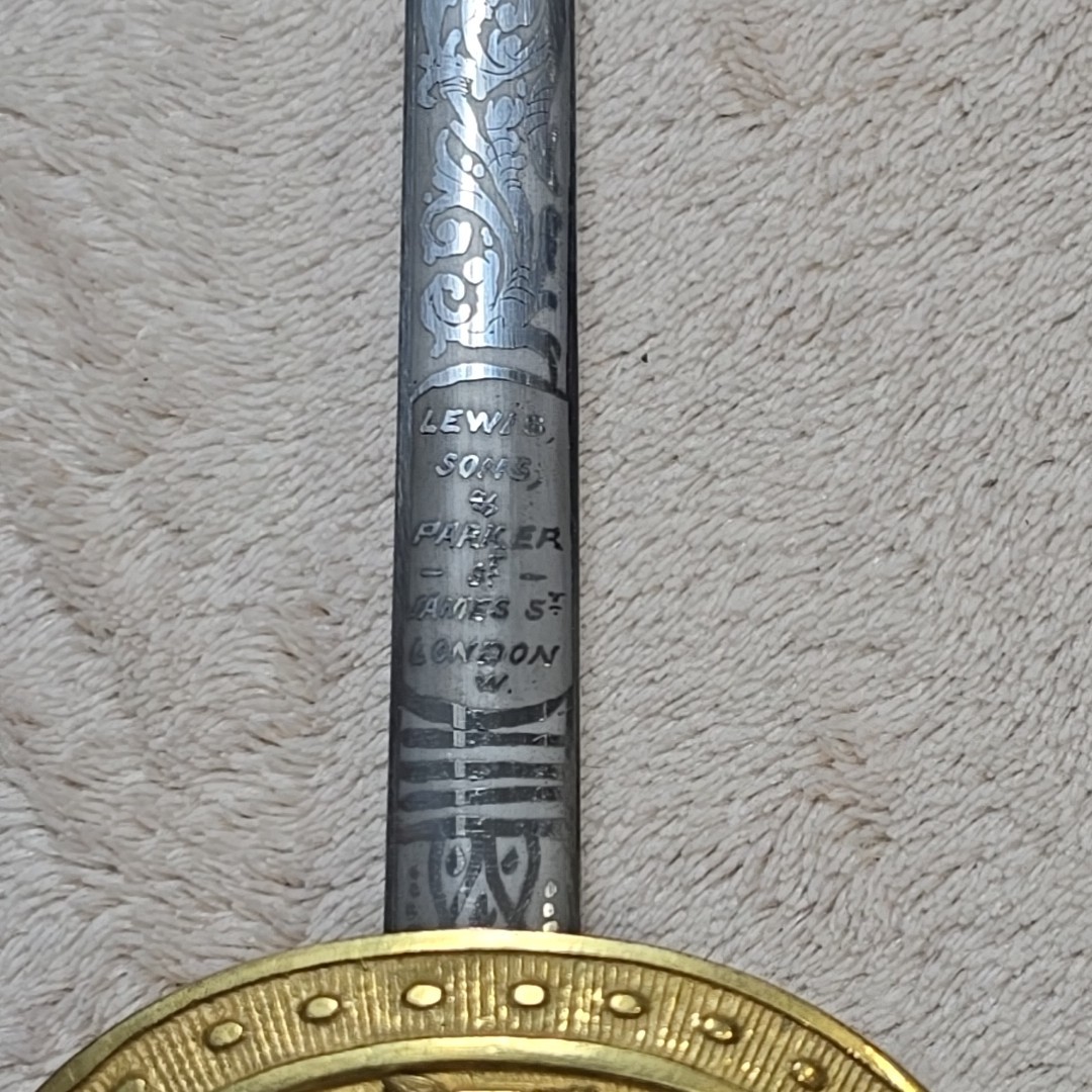 Antique British Court Sword c1850 Lewis & Sons Parker St James St London