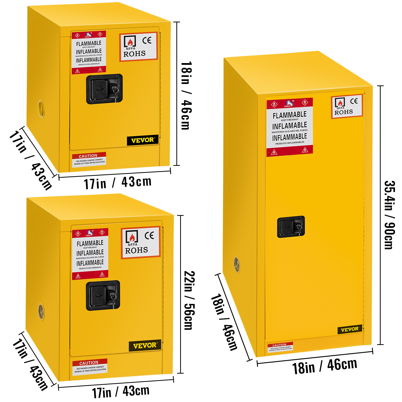 11Ga/12Ga/16Ga Safety Storage Cabinet Yellow Flammable Welded Bin Fireproof