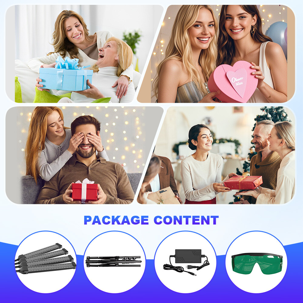 60W UV Tanning Lamp for Face & Body 432 LED Self-Tanning Light w/Protect Goggles