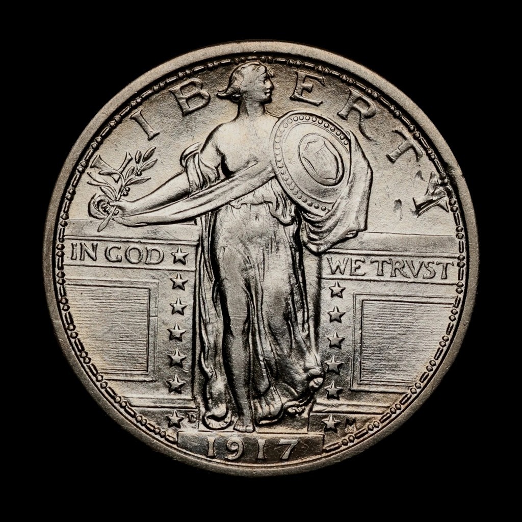 1917-D Type 1 Standing Liberty Quarter Denver US Mint American Coin - Excellent