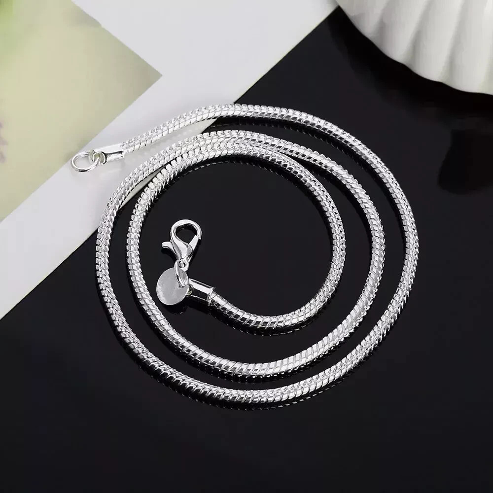 925 Sterling Silver Snake Chain Necklace 1MM 2MM 3MM Thin Dainty Chain 40-75CM