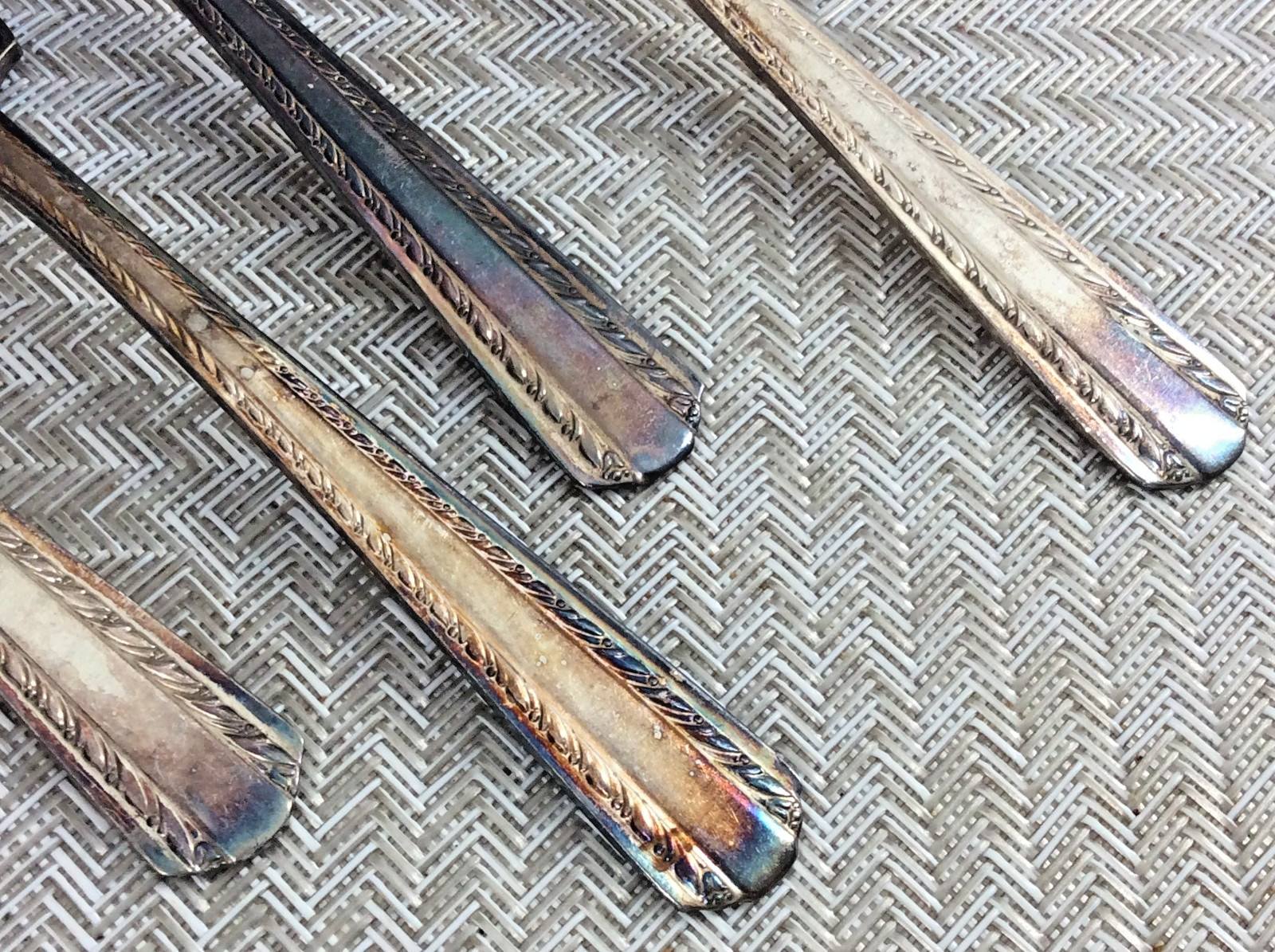 American Silver Co IS 1936 Silverplated Salad/Dessert Forks Camelot Harvest 6 Pc