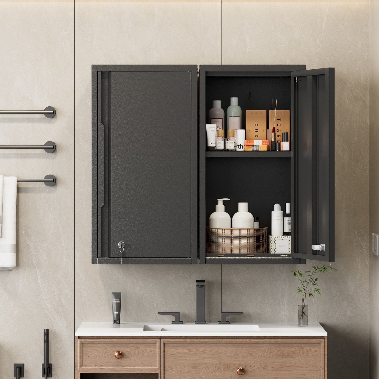 Metal Storage Cabinet,Wall Cabinet W/ Pegboard Garage Cabinet Garage Tool Boxes