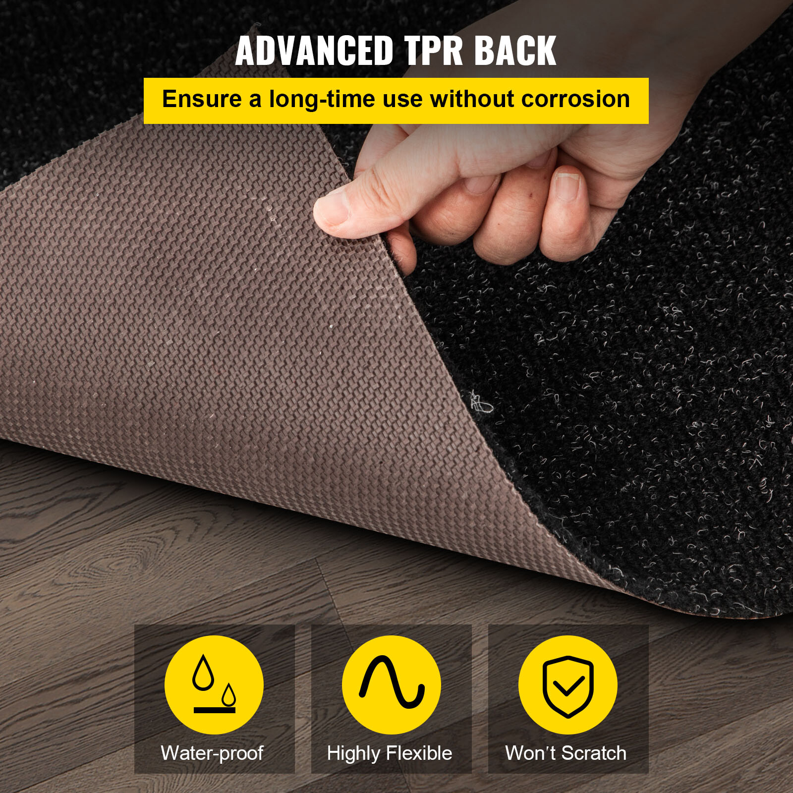 VEVOR 6x13 ft Bass Boat Carpet Cutpile Marine Carpet Charcoal Black Deck Patio