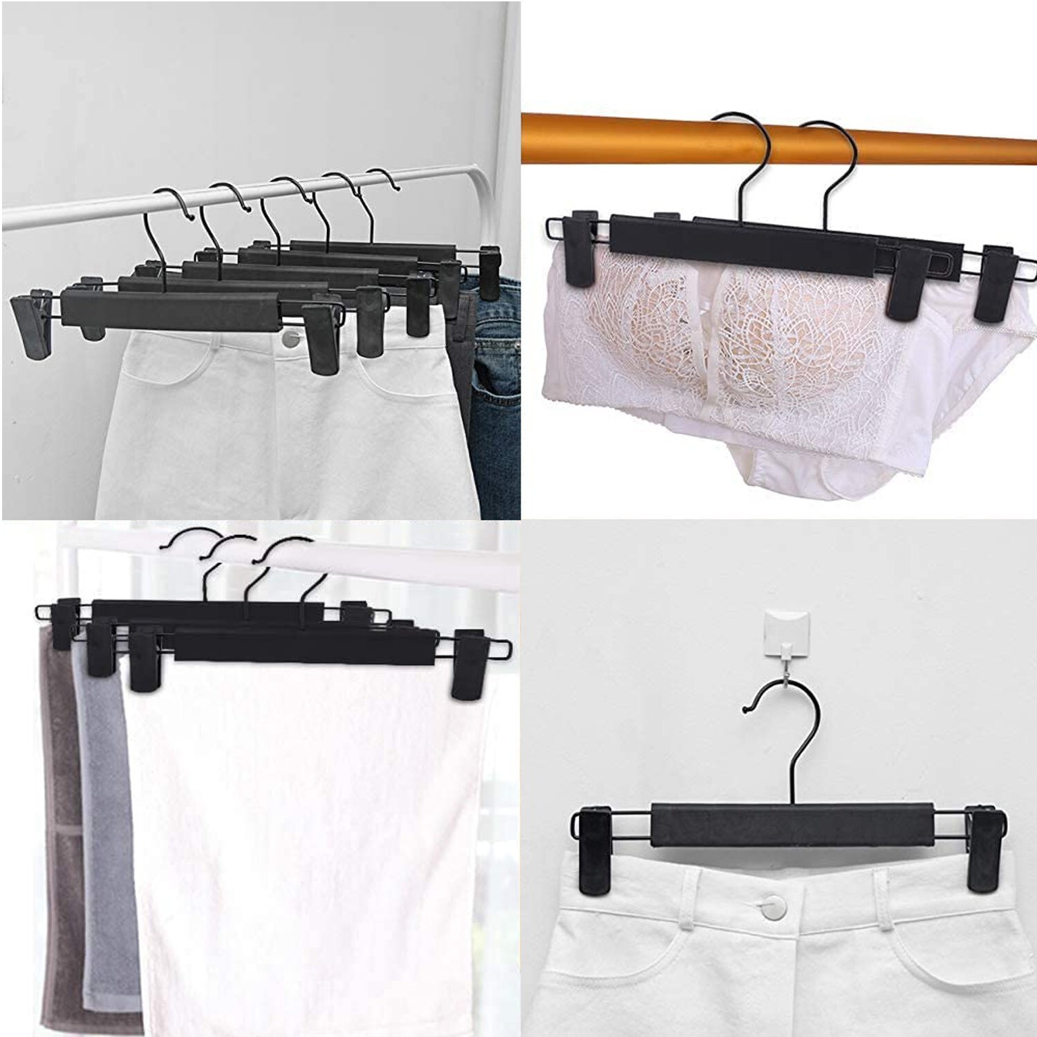 10-80 Pack Adjustable Clip Clothes Pants Hanger Trousers Skirt Dress Slack Rack