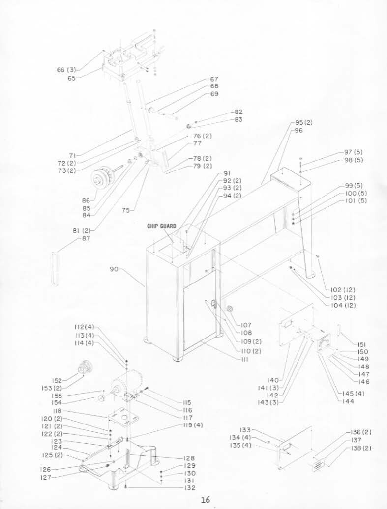 Gap Bed Wood Lathe Instruction Maint Parts Manual Rockwell Delta 12" Inch 46-525