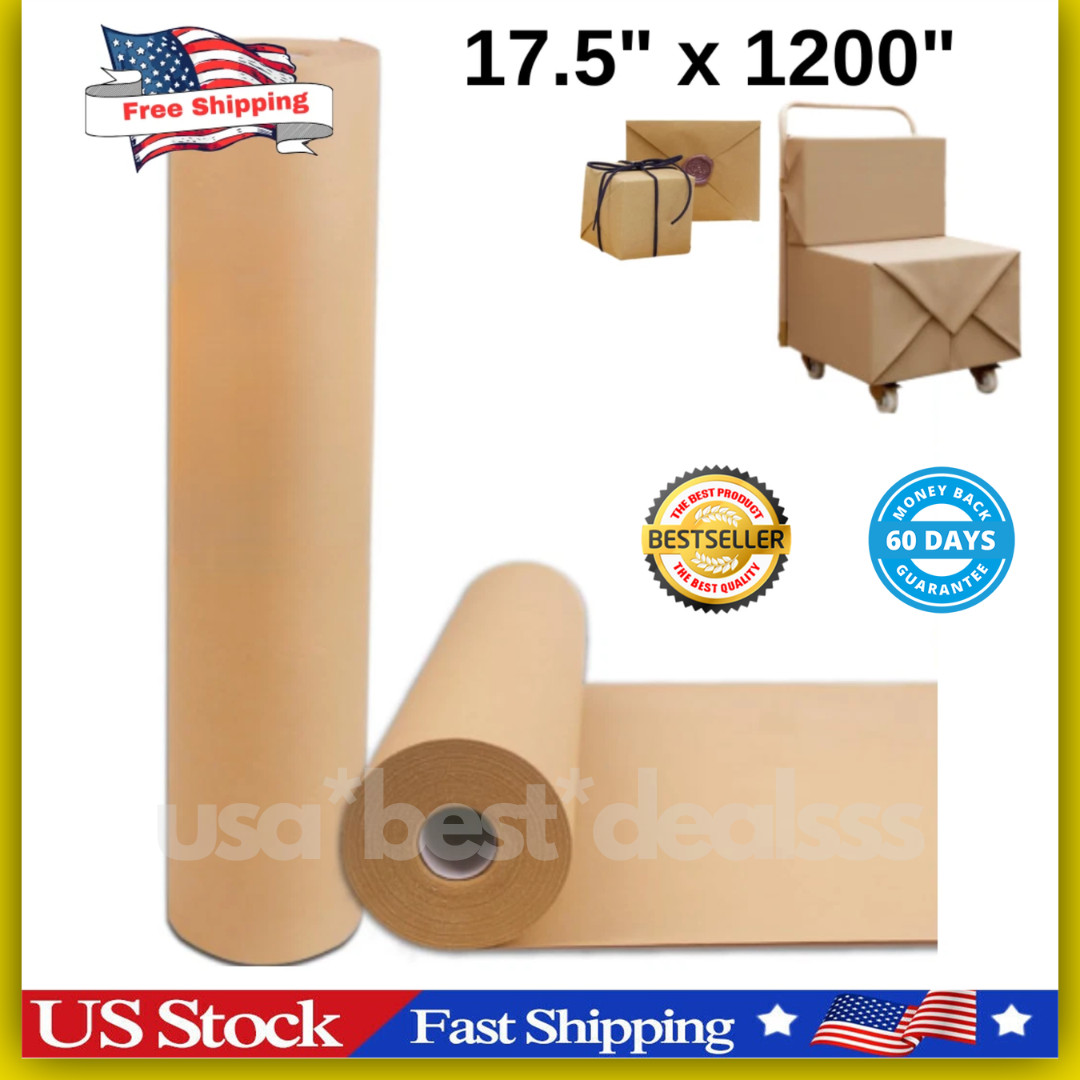 17.5" x 1200'' Brown Kraft Paper 50 lb Basis Thick Roll Packaging Shipping NEW**