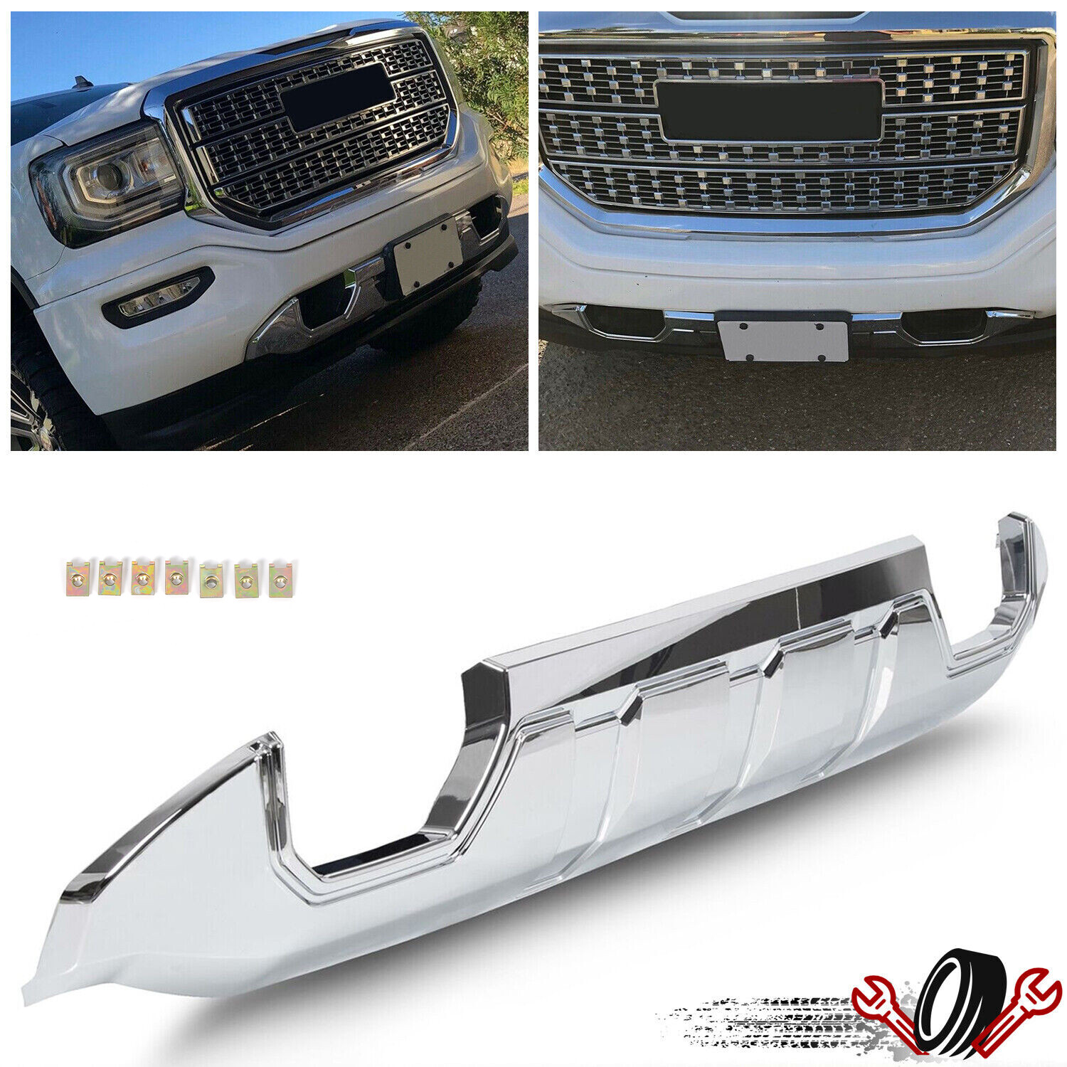 Fits 2016-2019 GMC Sierra 1500 Front Bumper Skid Plate Valance Protective Chrome