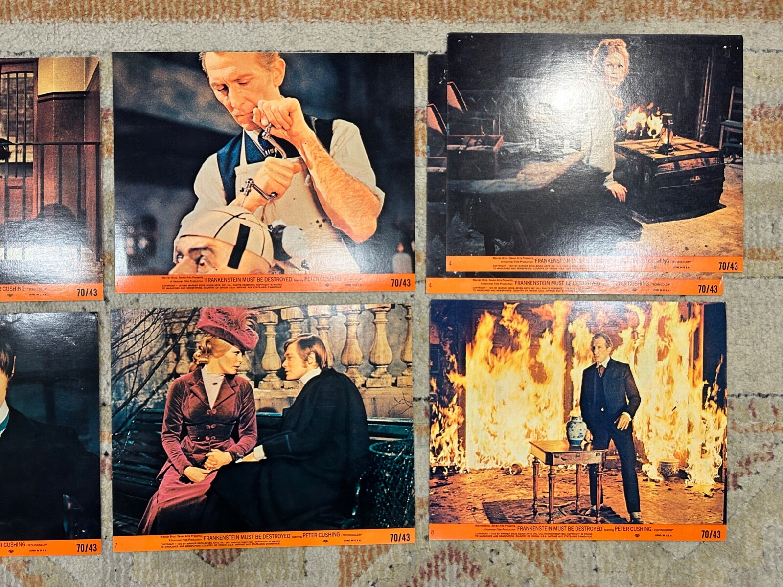 1970 Frankenstein Must Be Destroyed - 8x10 Lobby Card Set - Peter Cushing