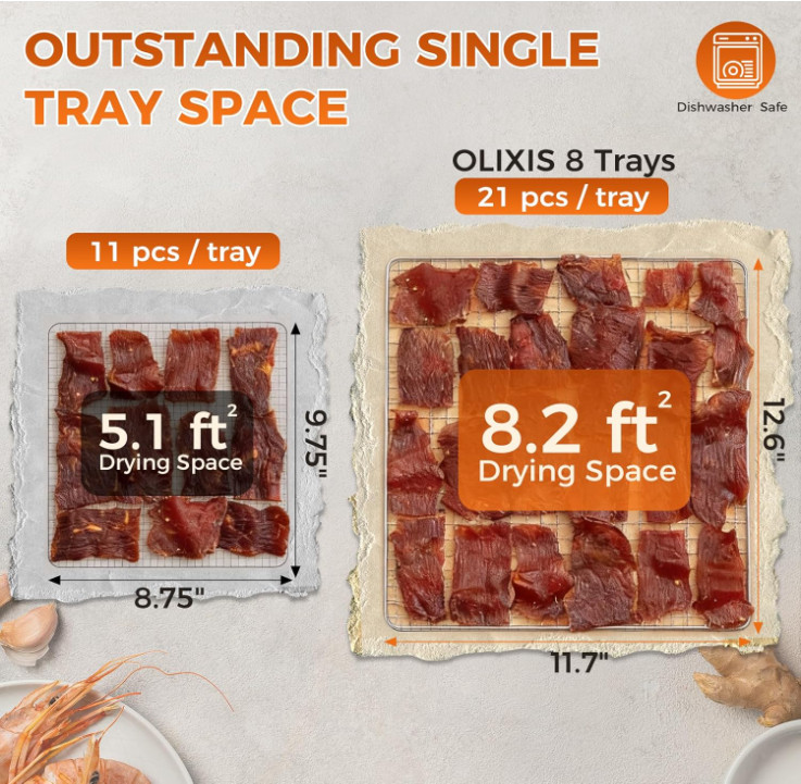 Deshidratador 500W 8 Bandejas Acero Temp 85°C Timer 24H Fruta Carne, Nuevo