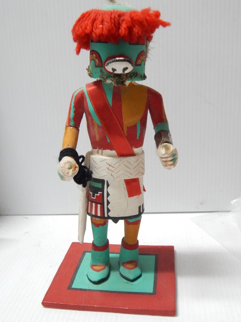 VINTAGE MID CENTURY HOPI PUEBLO INDIAN 9 5/8" t  HAND CRVD COTTONWOOD KACHINA -