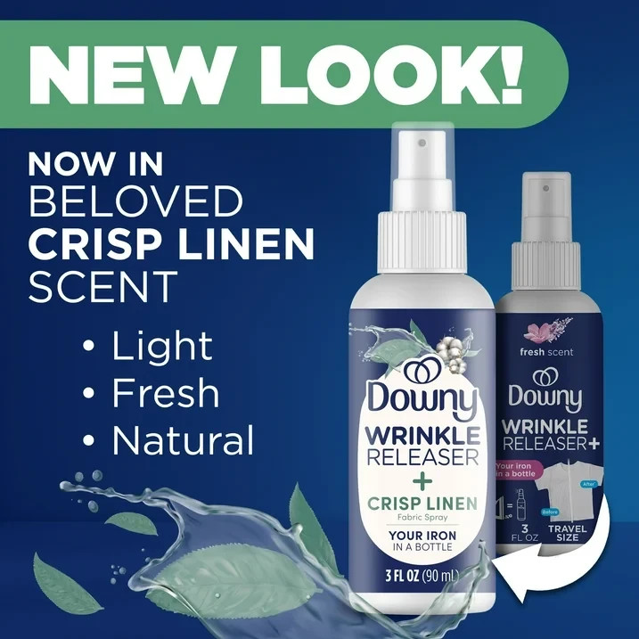 Downy Wrinkle Releaser and Refresher Fabric Spray, Crisp Linen Scent,