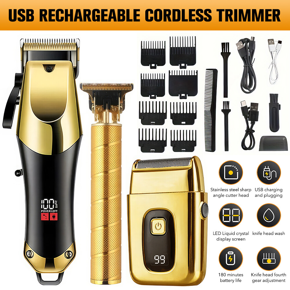 Professional Hair Clippers for Men, Cordless Barber Clippers and Trimmer Set