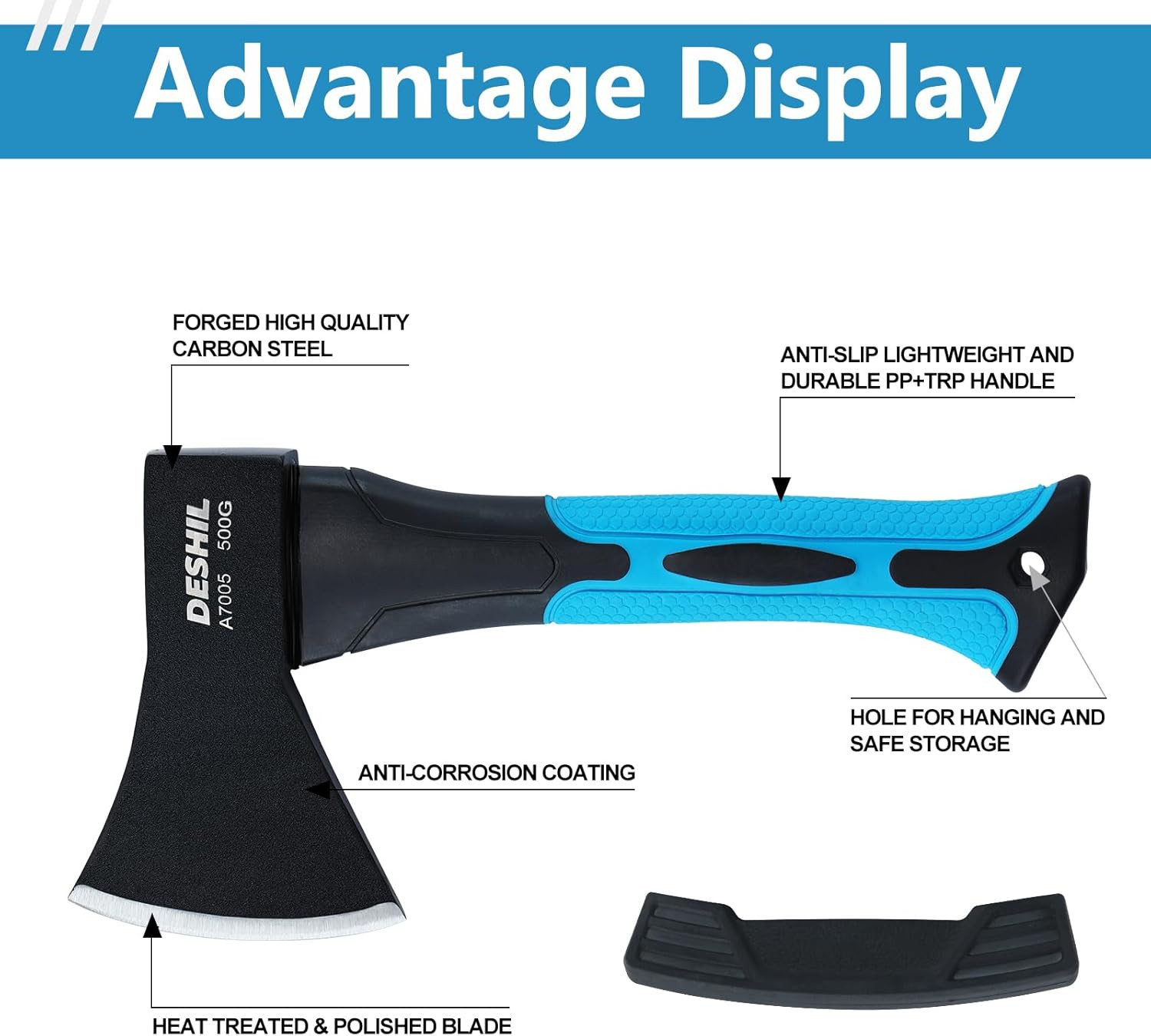 10” Outdoor Hatchet Forged Carbon Steel Heat Treated Hand Tool, Fiberglass Shock