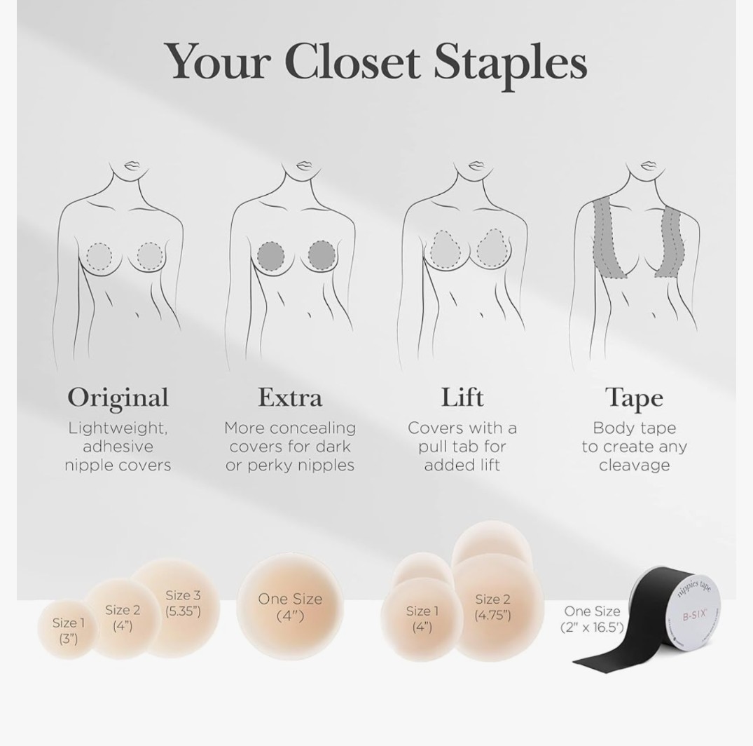 Nippies Nipple Cover Sticky Adhesive Silicone Nipple Pasties Reusable S/M Creme