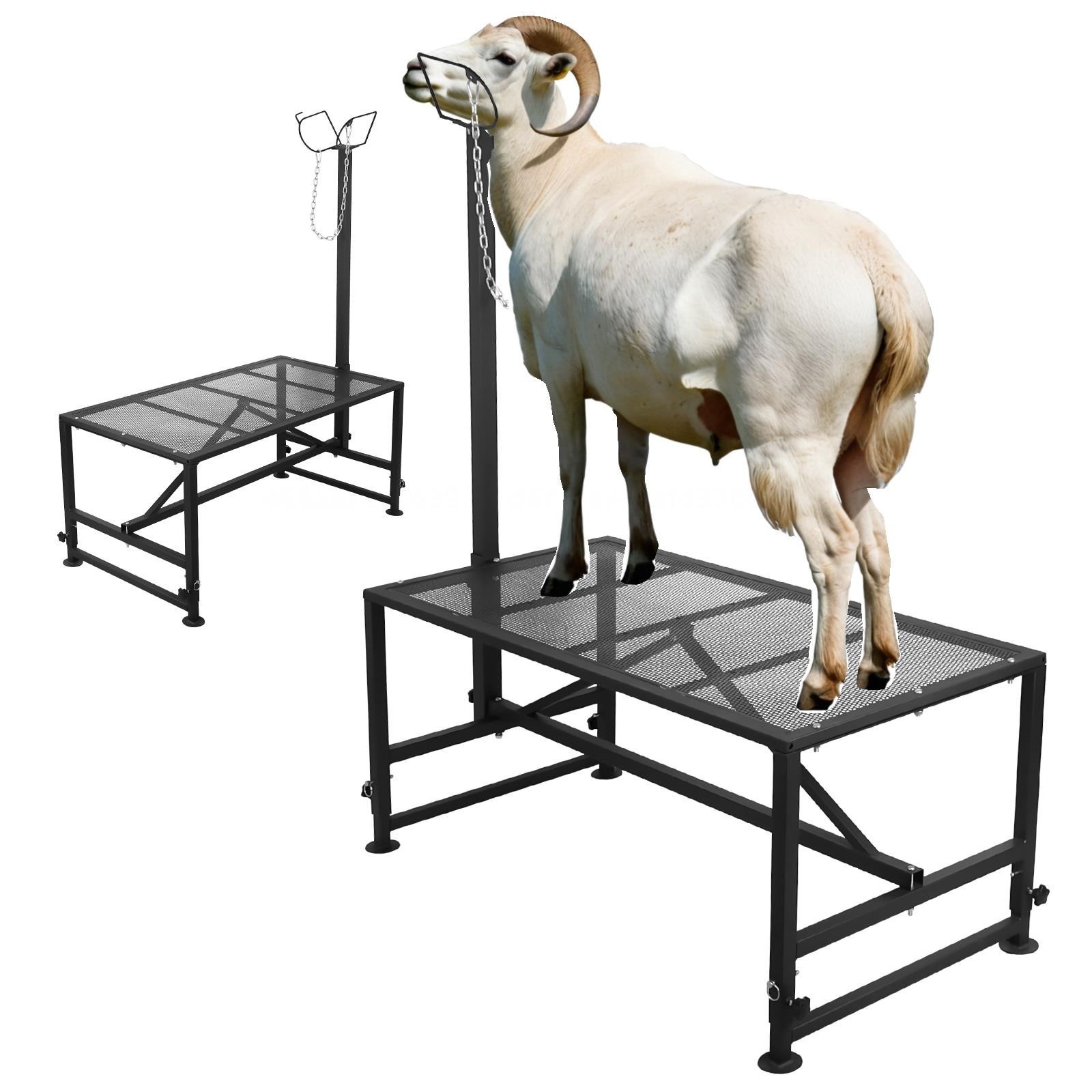47"x23" Livestock Trimming Stand, Heavy Duty Farm Goat Milking Stand with Ramp