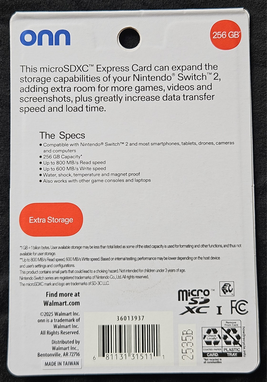 ONN 256GB microSD Express Card Nintendo Switch 2 & Steam Deck High-Speed Storage