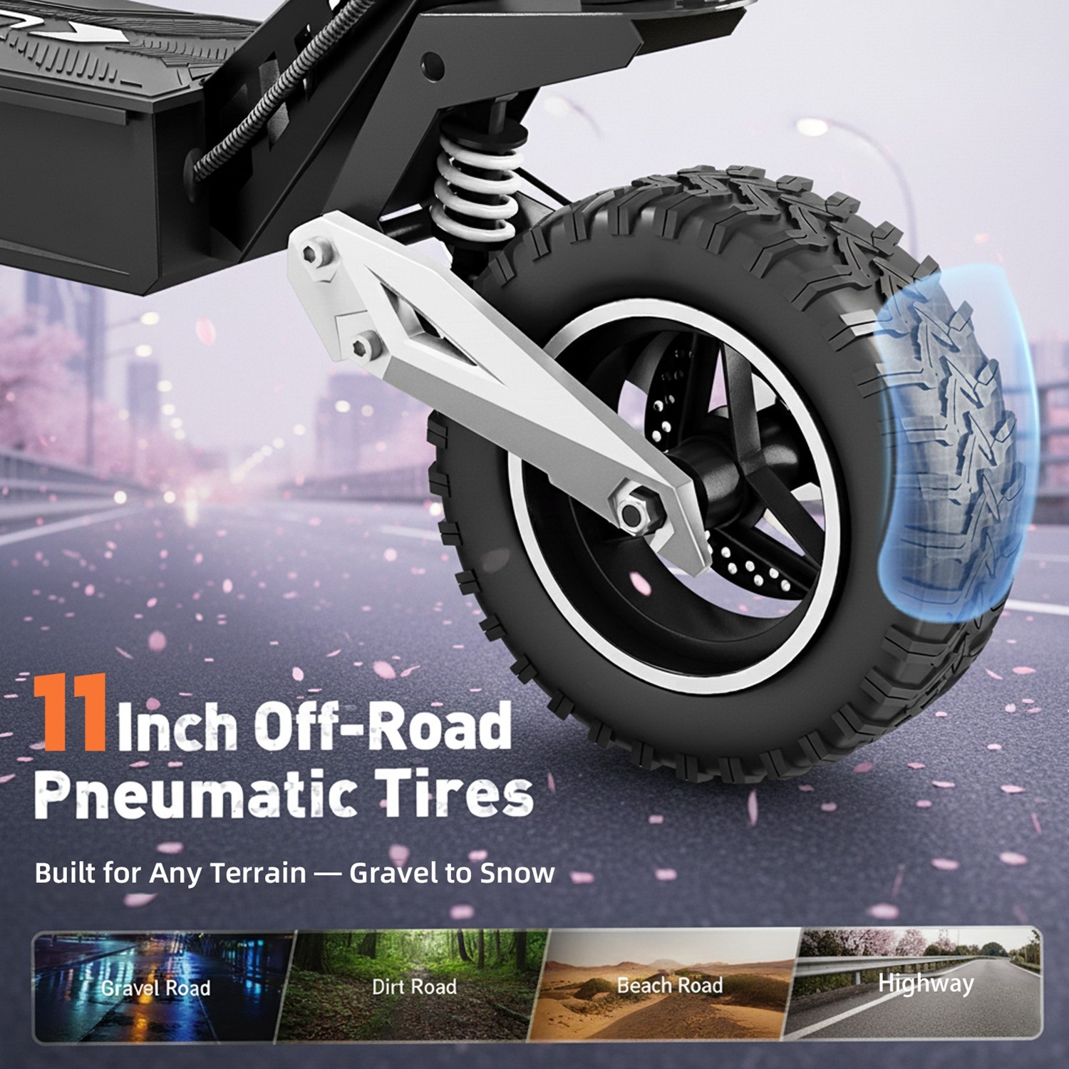 5000W Electric Scooter for Adults 55Miles 50MPH Off-Road Tire Fast E-Scooter NFC