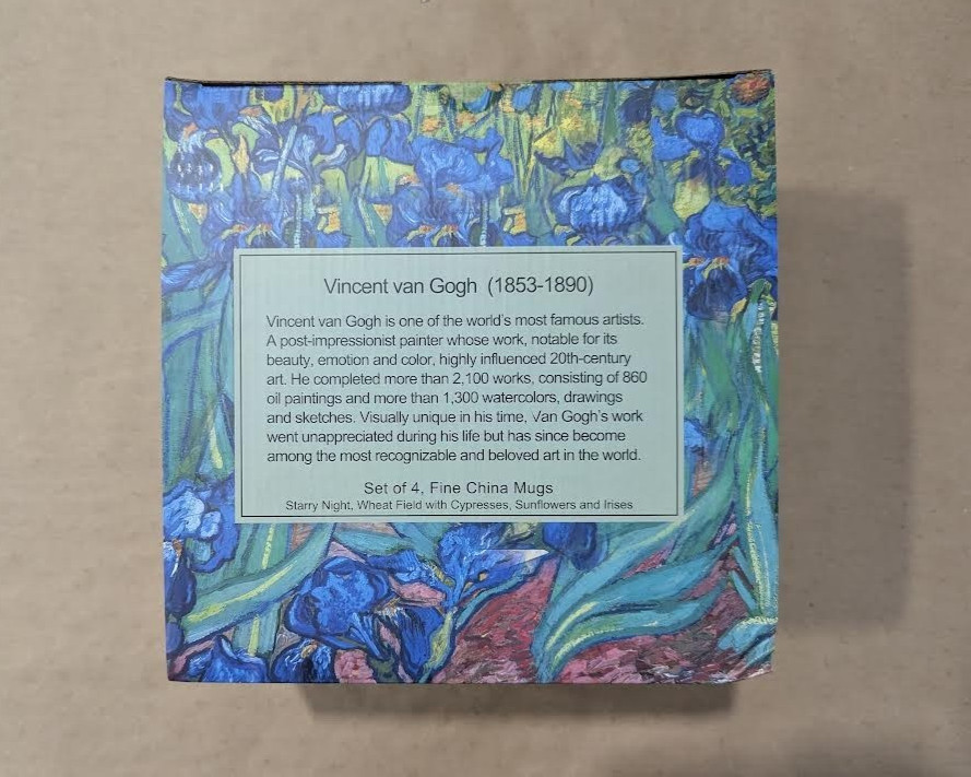 Van Gogh Mugs Set of 4 Fine China 12 oz Microwave and Dishwasher Safe New