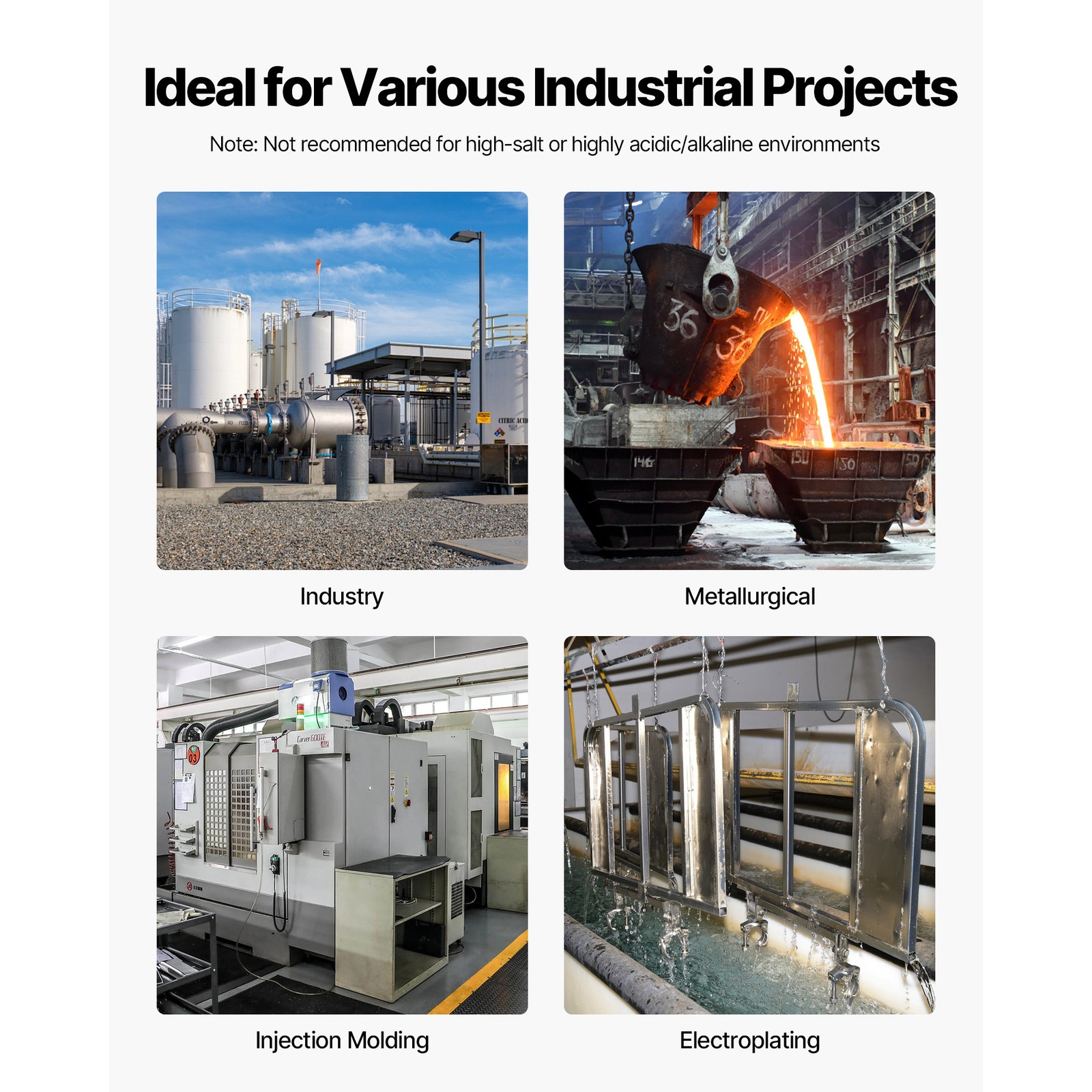 Uimoso Industrial Air-Cooled Water Chiller, 12.3HP, 37-Gallon Tank, LED Screen