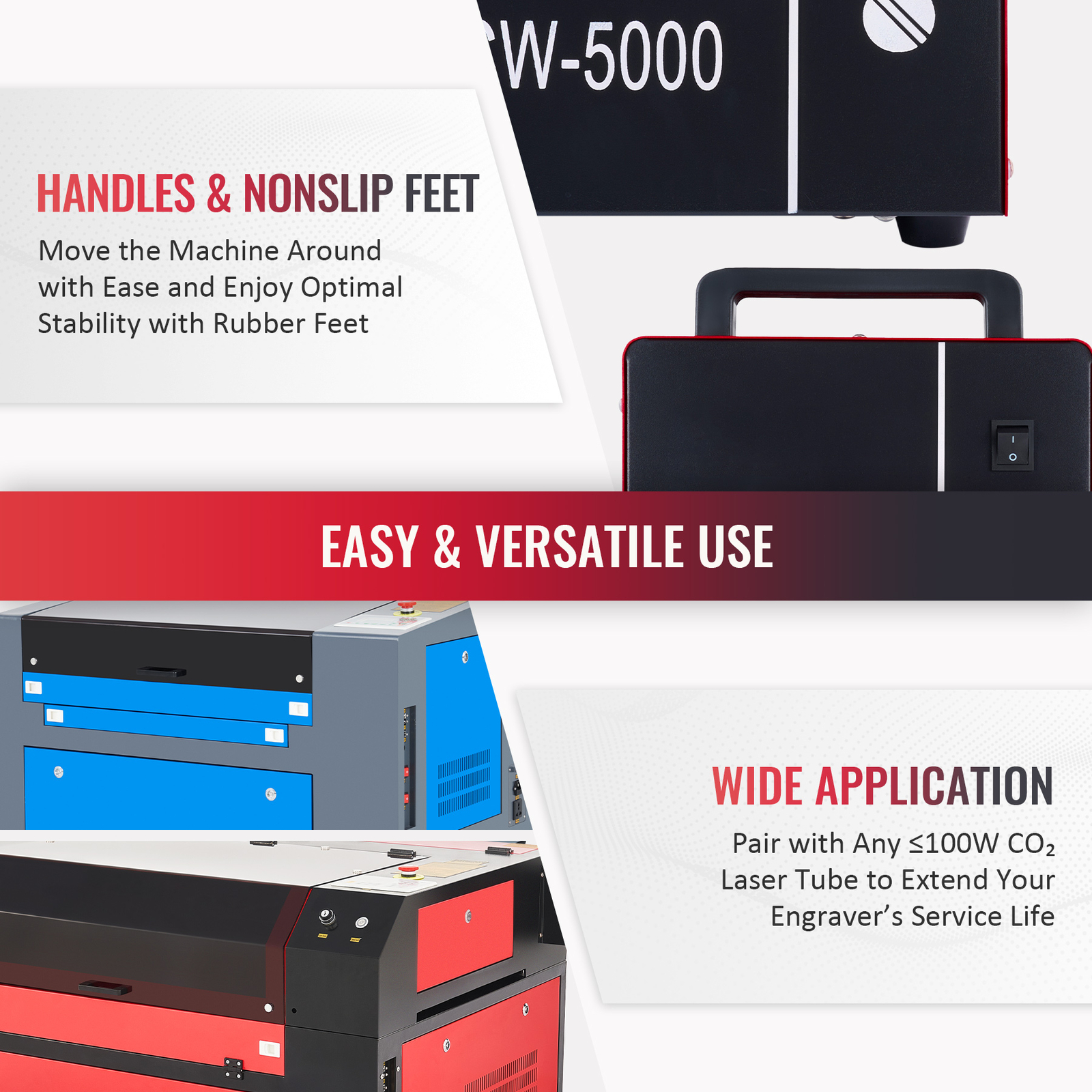 OMTech CW-5000 Industrial Water Chiller for CO2 Laser Engraving Cutting Machines