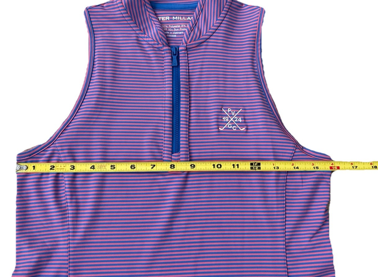 NEW Peter Millar Women's Vista Stripe Shirley Sleeveless Golf Polo Pink Blue XS