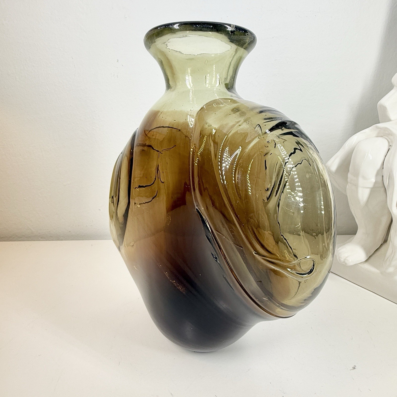 KENT IPSEN Glass VASE Brutalist MCM 1969 Abstract Sculpture Eames Era