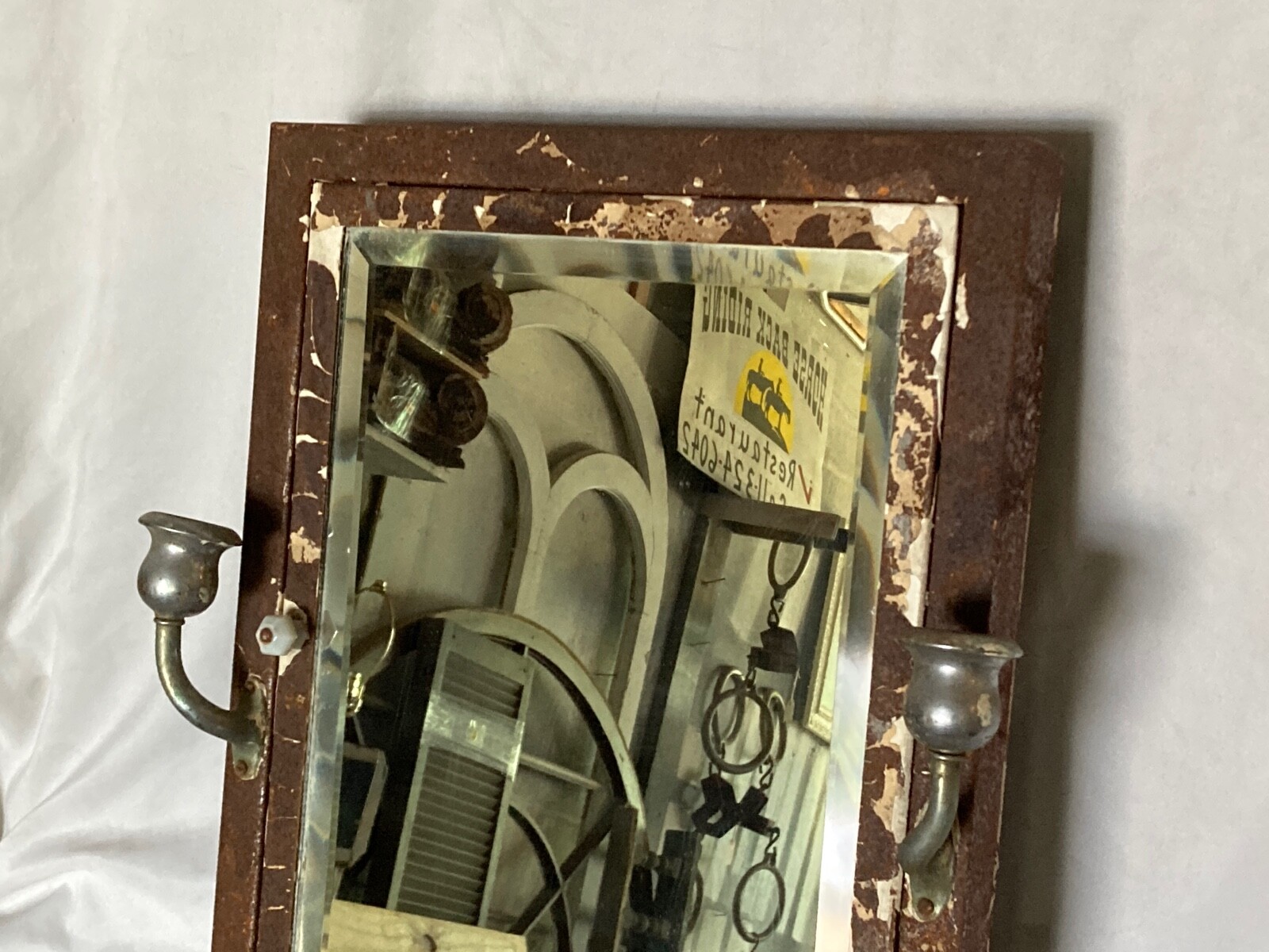 Vtg Mid Century Metal Recessed Medicine Cabinet Chrome Sconces Old Hotel 44-26E