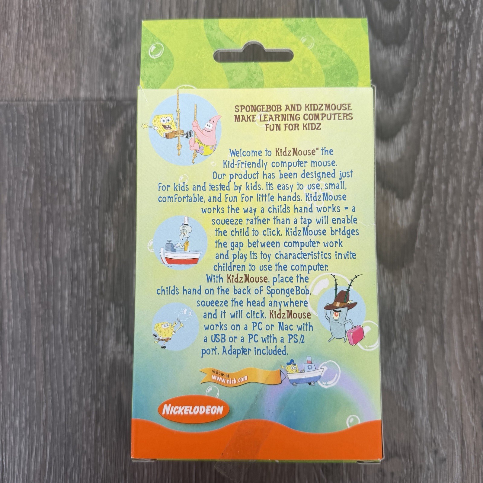 Spongebob Squarepants Kidzmouse Computer Wired Ball Mouse Nickelodeon 2002 VTG