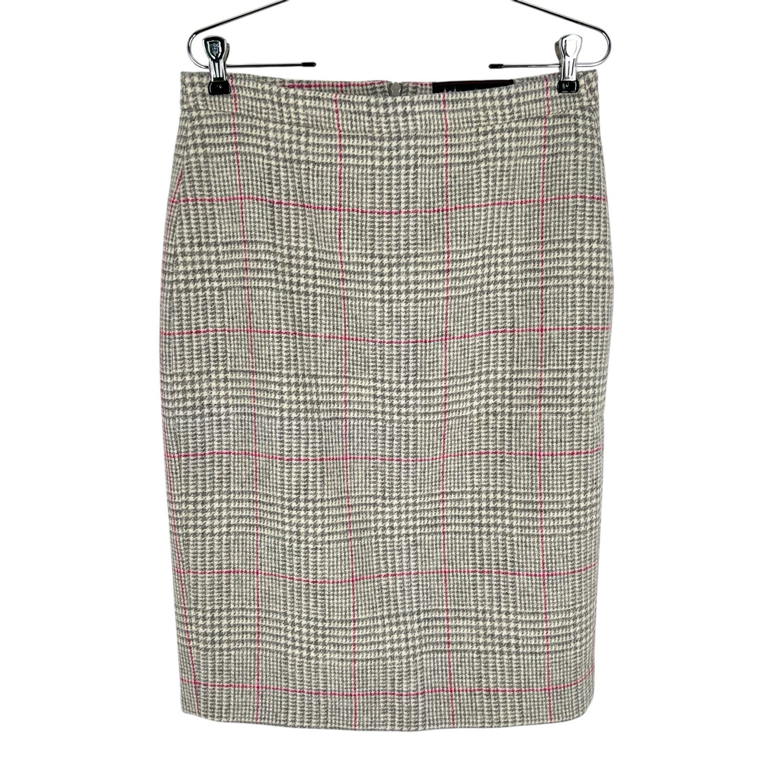 PURE Collection Pencil Skirt Womens Size 6 Ivory Gray Glen Plaid Wool by Moon