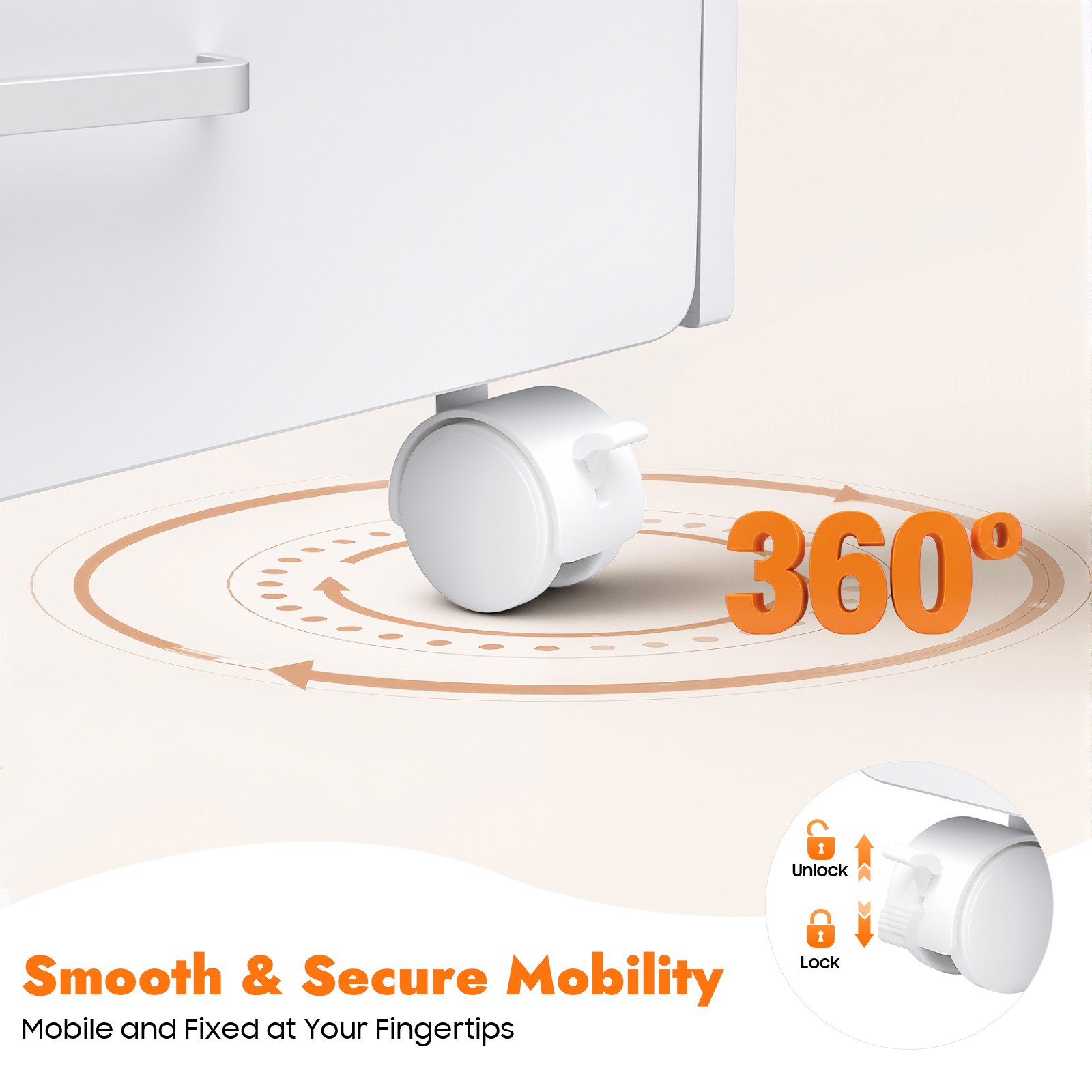 Portable Esthetician Trolley Cart Salon Nail Foot Trolley Cart 52*41*55cm White