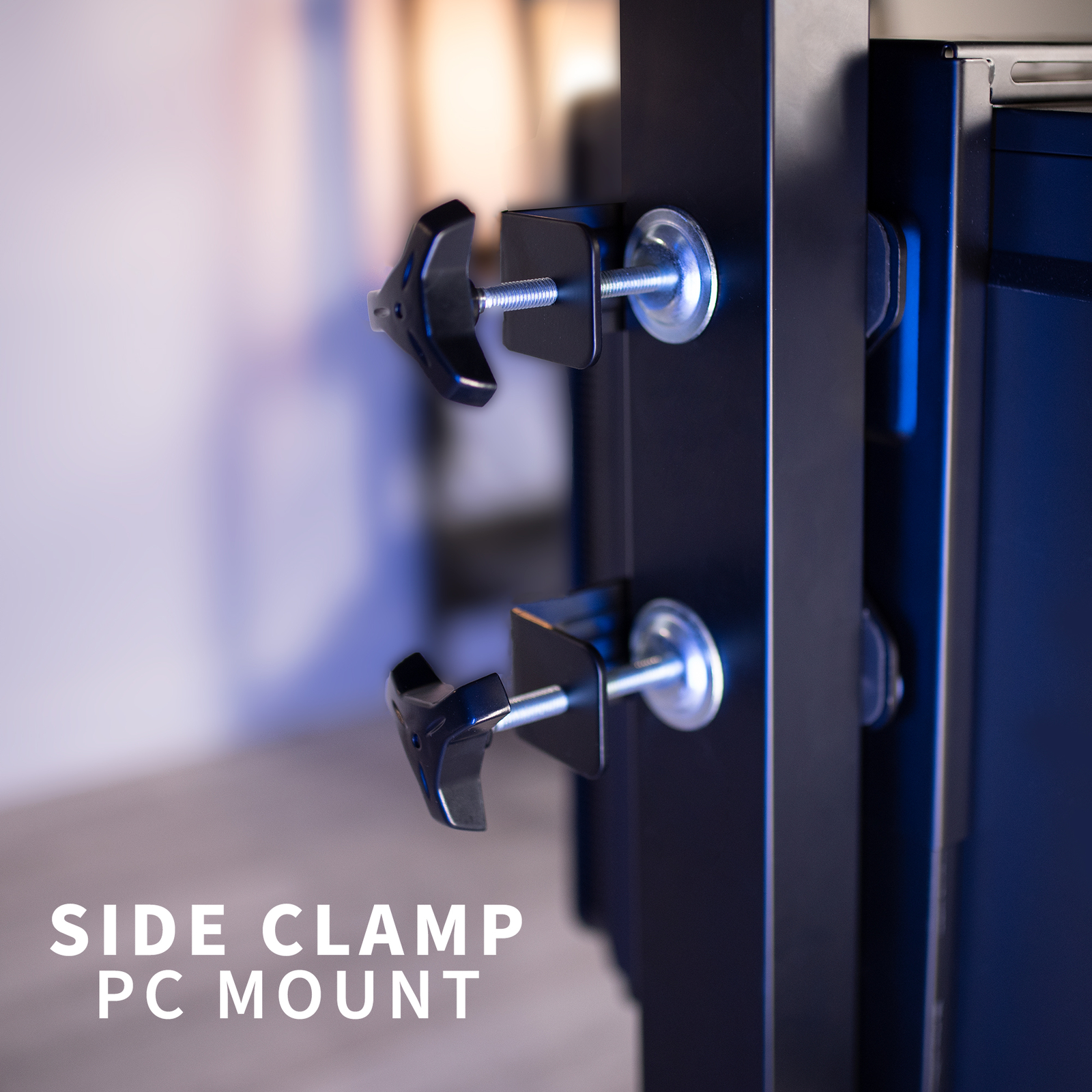 VIVO Steel Adjustable Clamp-on Desk Leg PC Mount, Computer Case CPU Holder