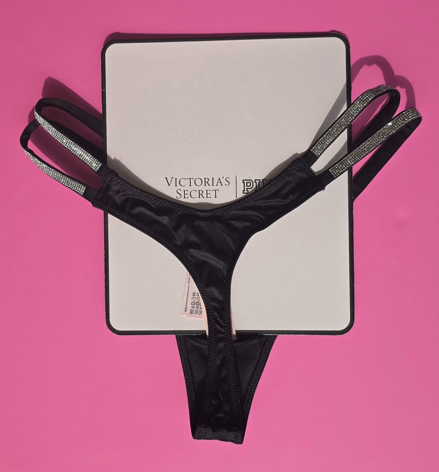 Victoria's Secret Shine Strap Thong Very Sexy Bling Panty Rhinestone NWT