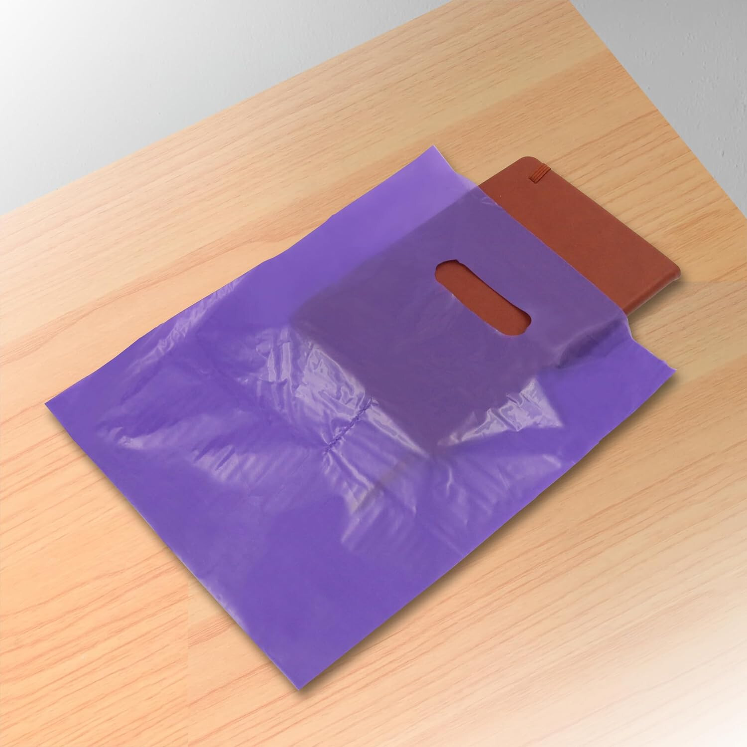 Plastic Bags 1000 Purple Shopping Merchandise Die Cut Handles 9 x 12 Lightweight
