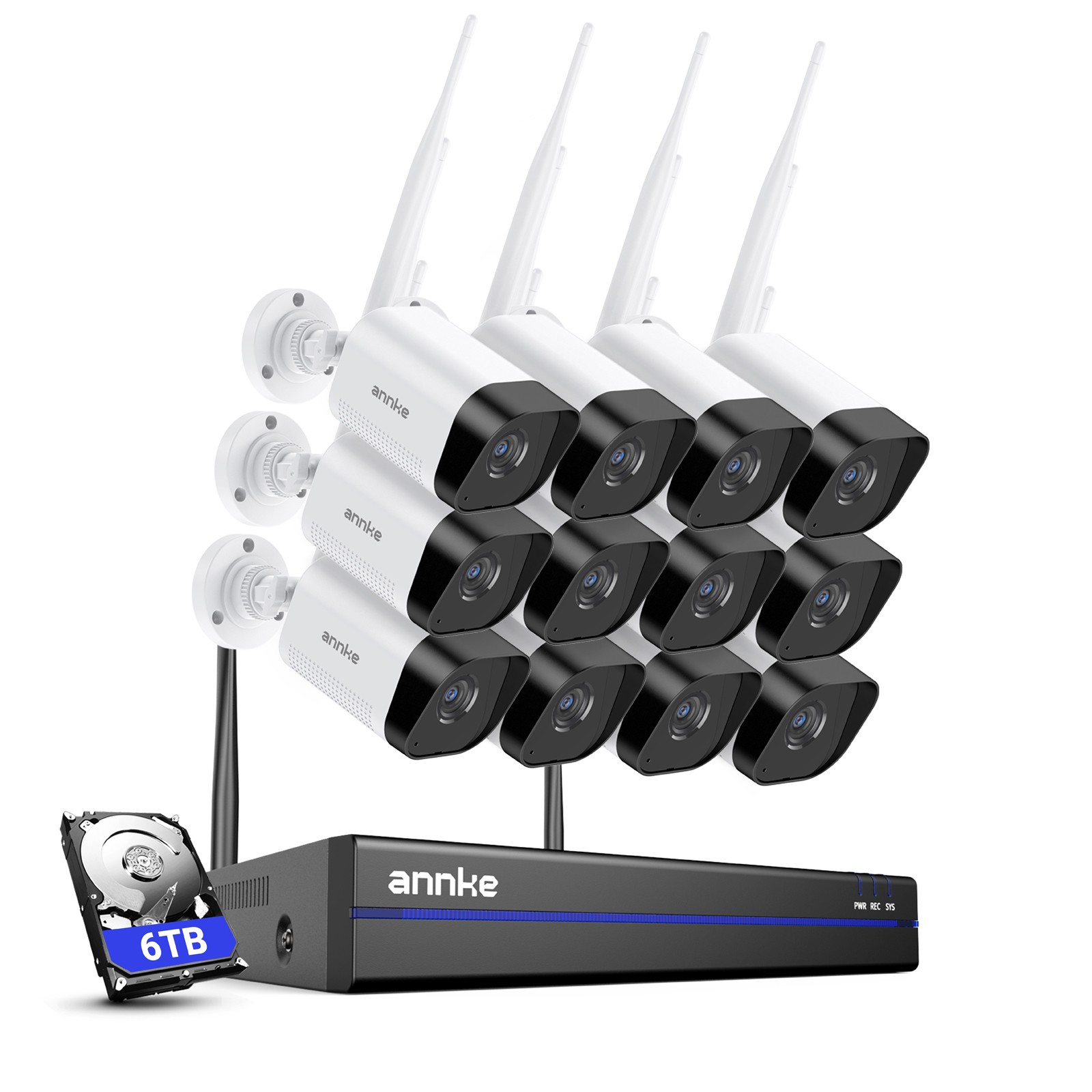 ANNKE 16CH 4K NVR 3MP Wireless Security Camera System Two Way Audio AI Detection