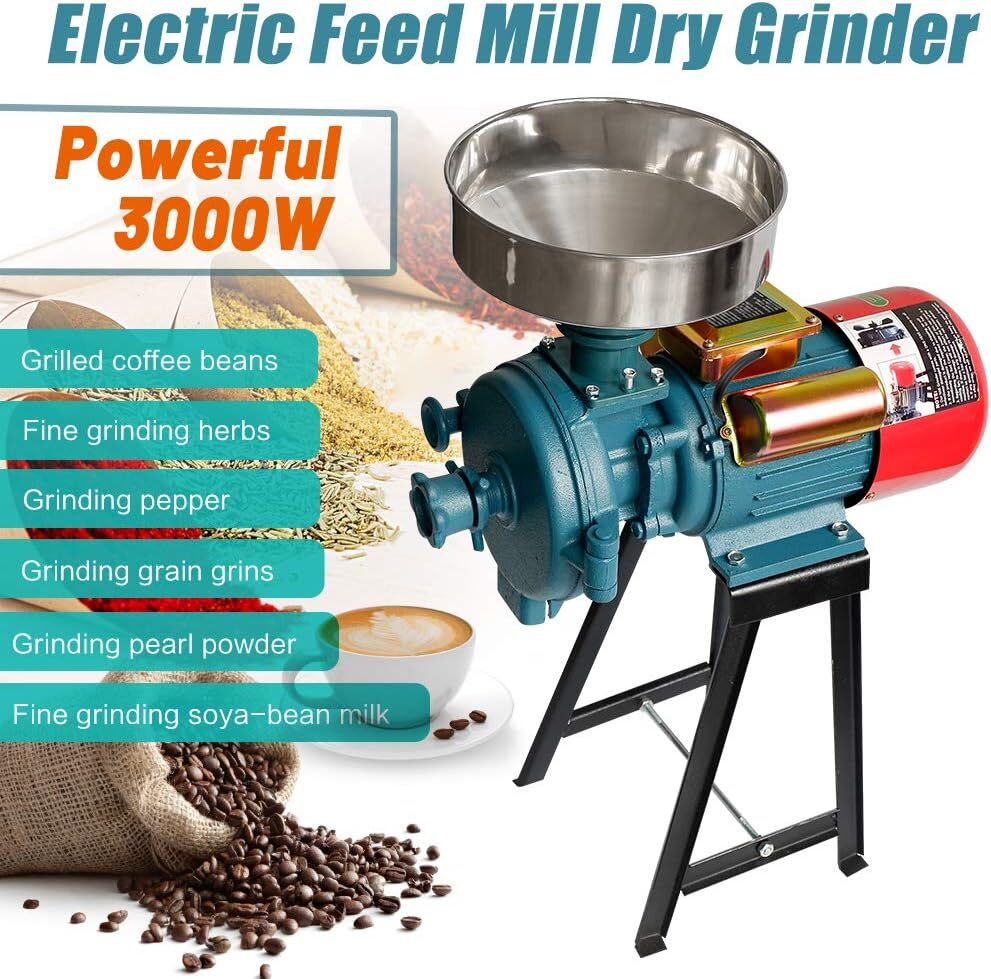 NAIZEA 3000W Electric Grain Mill Cereals Corn Grain Coffee Wheat Feed Machine