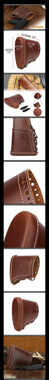 TOURBON Leather Butt Stock Protector Slip-on Recoil Pad Henry Rifle Shooting US
