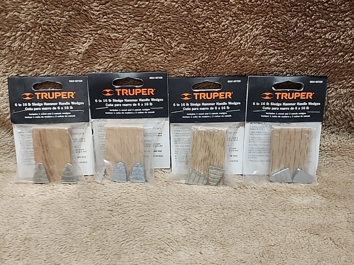 Lot of 4:  TRUPER 6 to 16 lb Sledge Hammer Handle Wedges, w/ 2 Zamak #607336