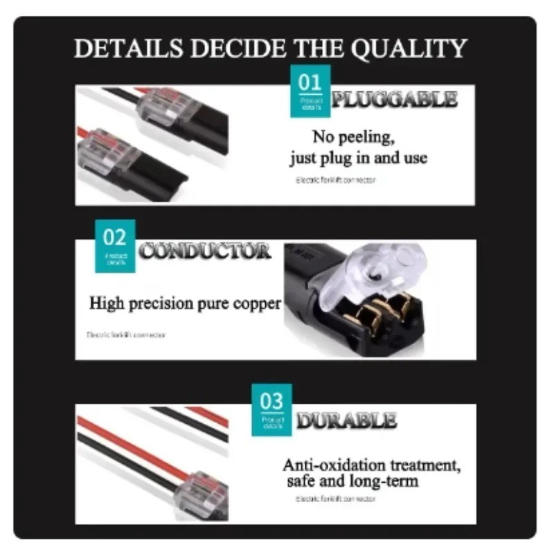 50 pcs Double-Wire Plug-in Connector, Cable Clamp Locking Buckle, AWG 18-22 US